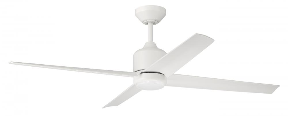 52&#34; Quell Fan, White Finish, White Blades. LED Light, WIFI and Control Included