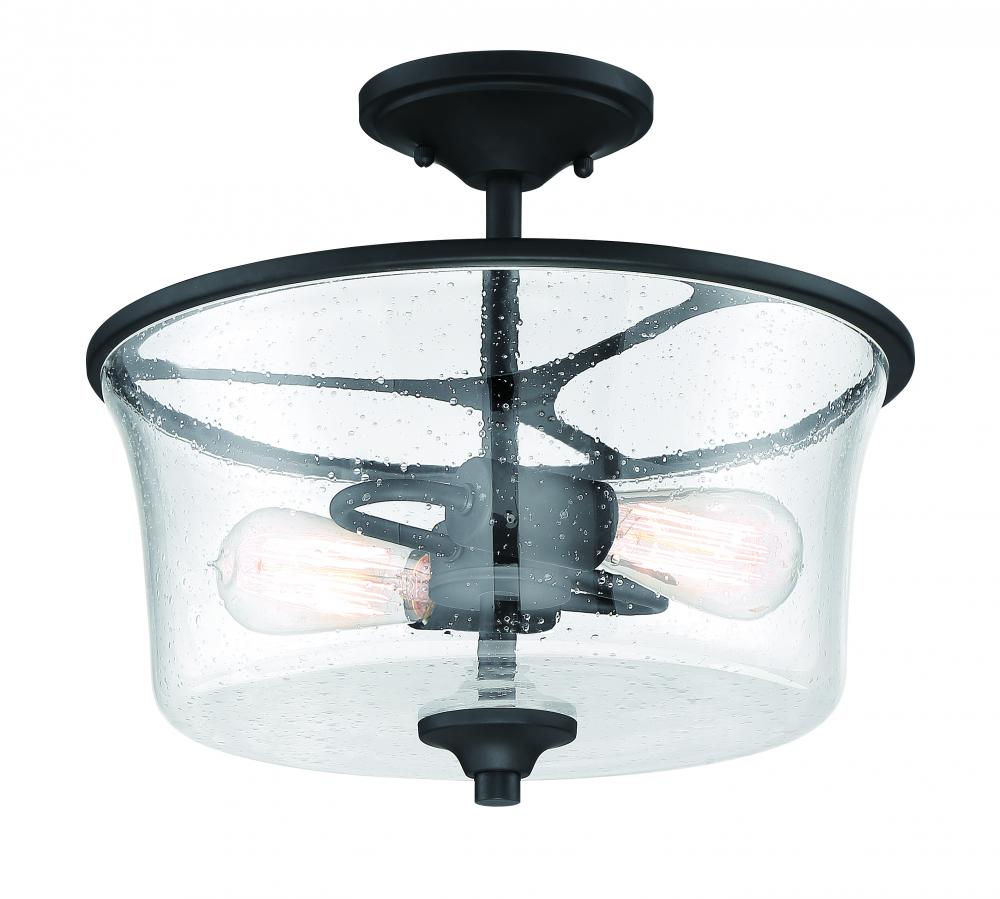 Gwyneth 2 Light Convertible Semi Flush in Flat Black