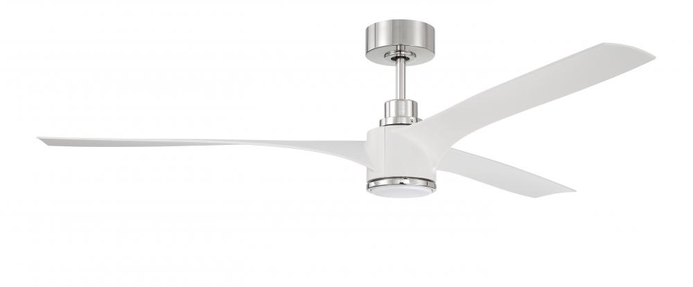 60&#34; Phoebe in White/Polished Nickel w/ White Blades