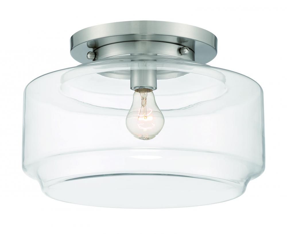 Peri 1 Light 14&#34; Flushmount in Brushed Polished Nickel