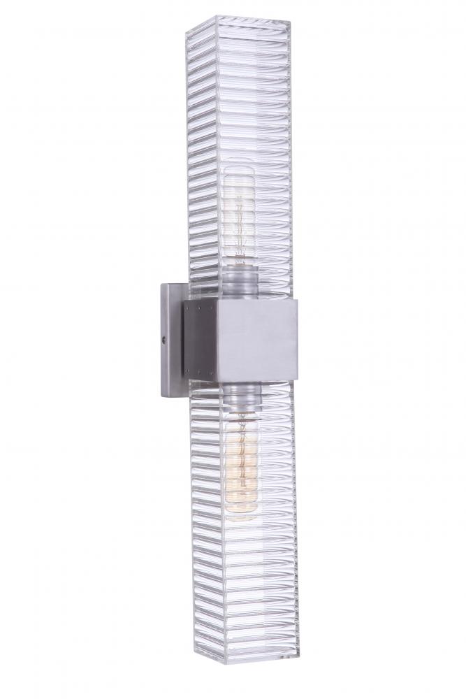 Ridge 24&#34; 2 Light Outdoor Wall Sconce in Satin Aluminum