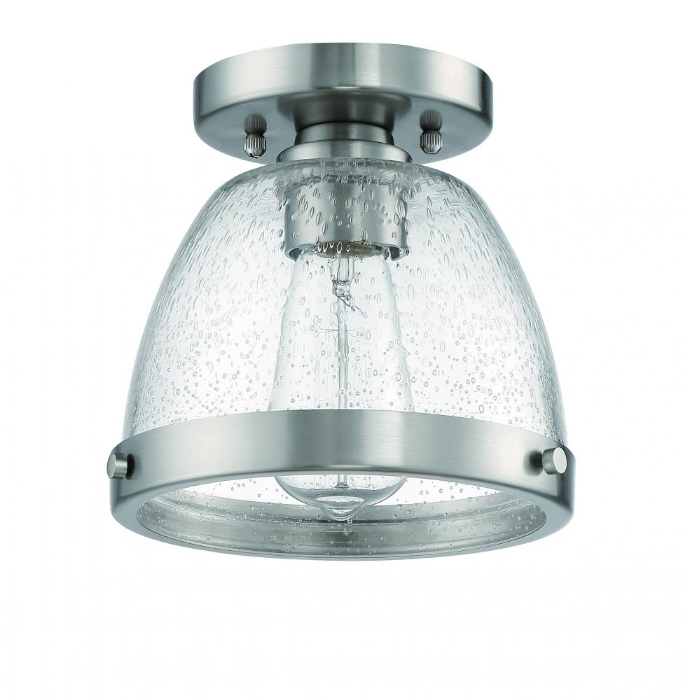 Lodie 1 Light 9.5&#34; Flushmount in Brushed Polished Nickel