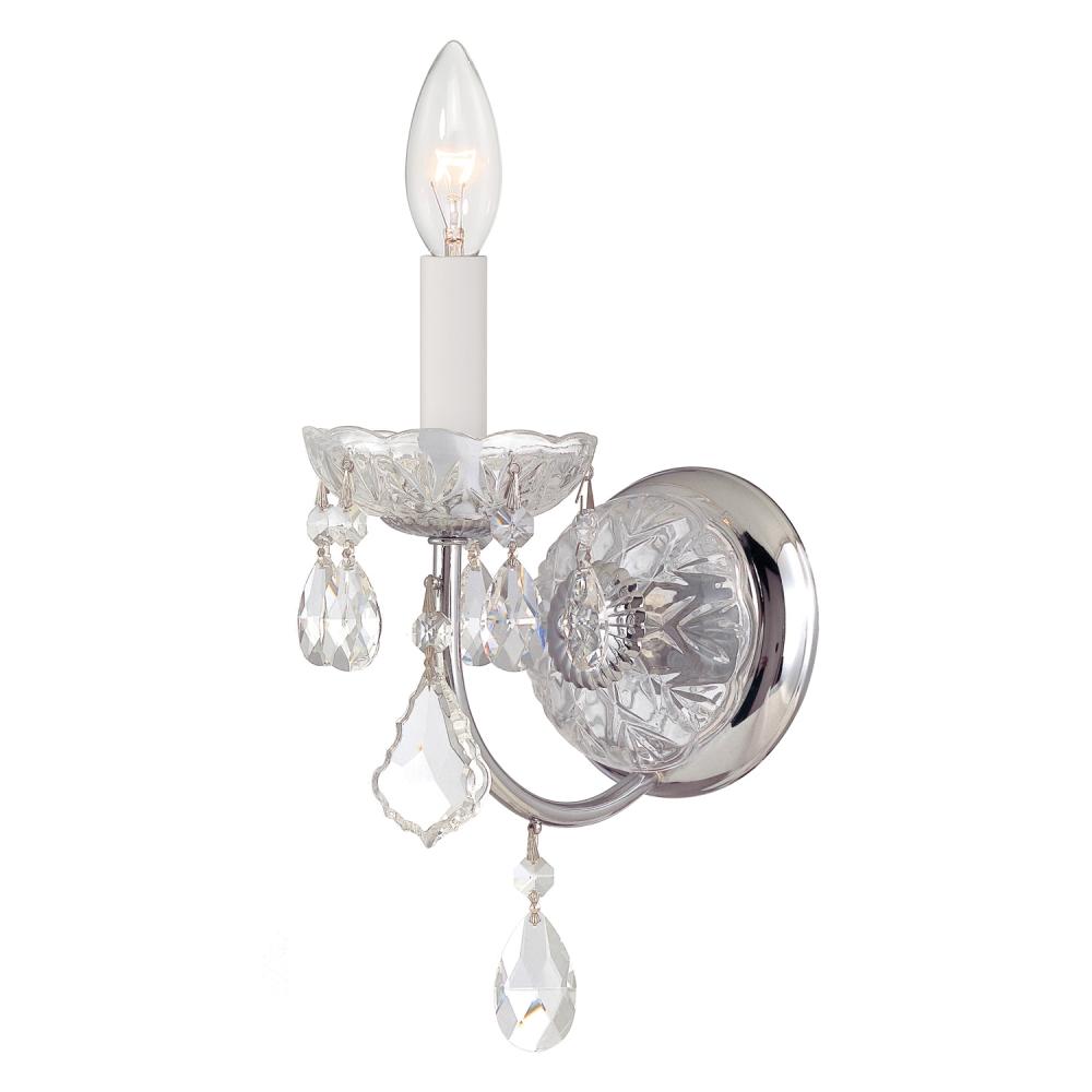 Imperial 1 Light Hand Cut Crystal Polished Chrome Sconce