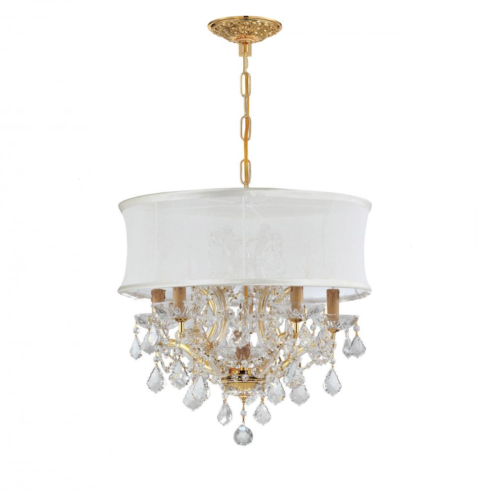 Brentwood 6 Light Swarovski Strass Crystal Gold Drum Shade Chandelier