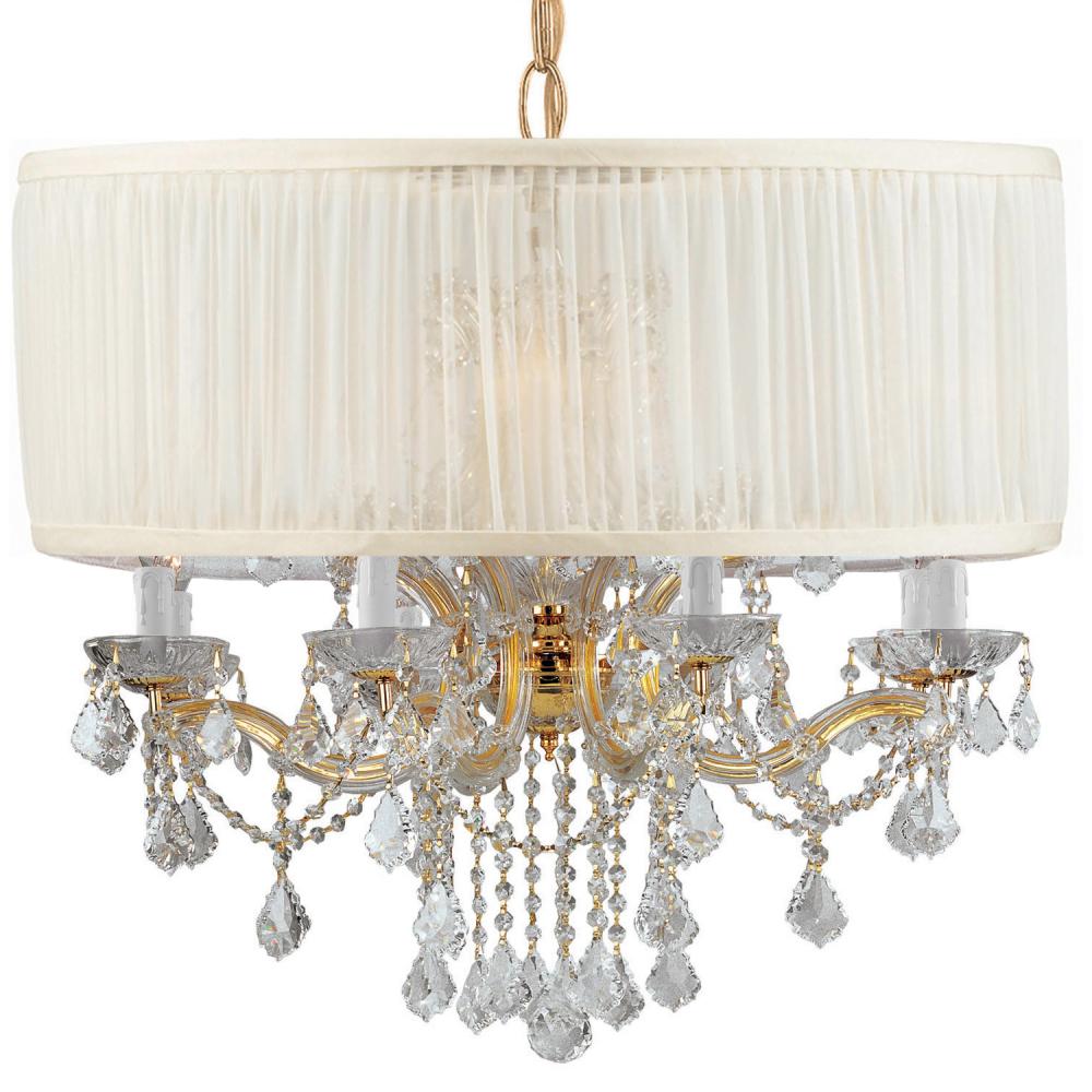 Brentwood 12 Light Spectra Crystal Drum Shade Gold Chandelier