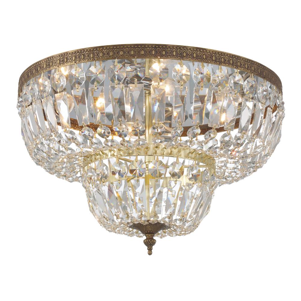 Crystorama 4 Light Spectra Crystal Olde Brass Flush Mount