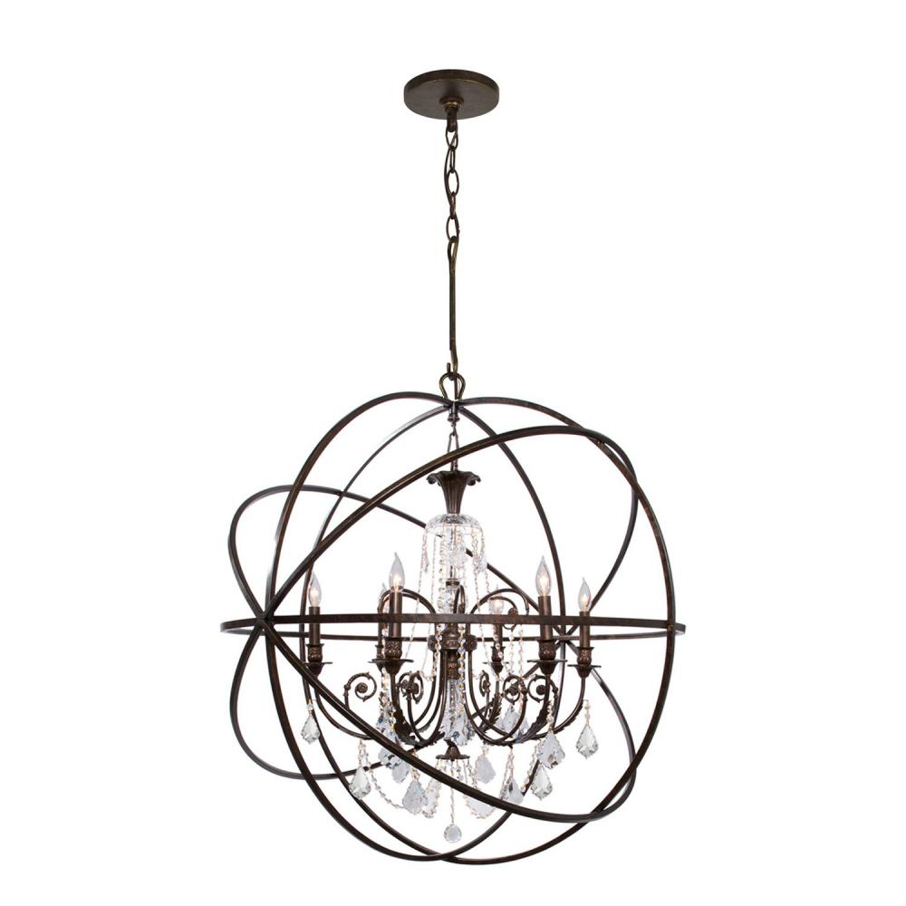 Solaris 6 Light Spectra Crystal English Bronze Sphere Chandelier