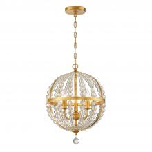 Crystorama ROX-A9003-GA - Roxy 3 Light Antique Gold Mini Chandelier