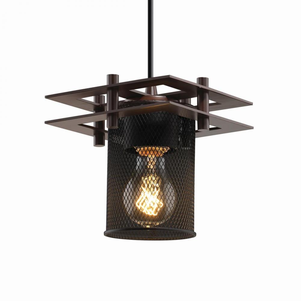 Metropolis 1-Light Small Pendant - Square Frame (2 Flat Bars)