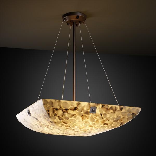 18&#34; LED Pendant Bowl w/ LARGE SQUARE W/ POINT FINIALS