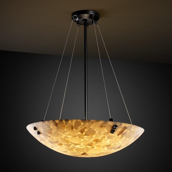 48&#34; LED Pendant Bowl w/ Pair Square w/ Points Finials