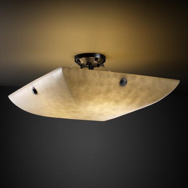 18&#34; LED Semi-Flush Bowl w/ Concentric Circles Finials