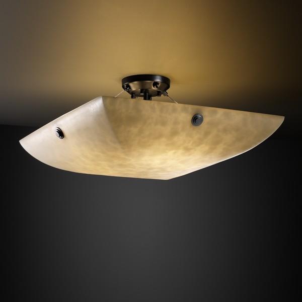 24&#34; LED Semi-Flush Bowl w/ Concentric Circles Finials