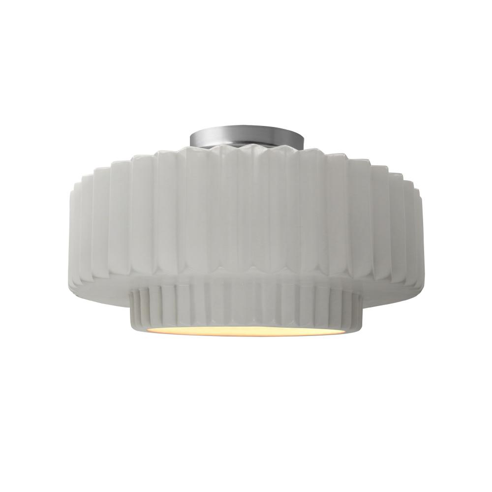 Medium Tier Pleated LED Semi-Flush