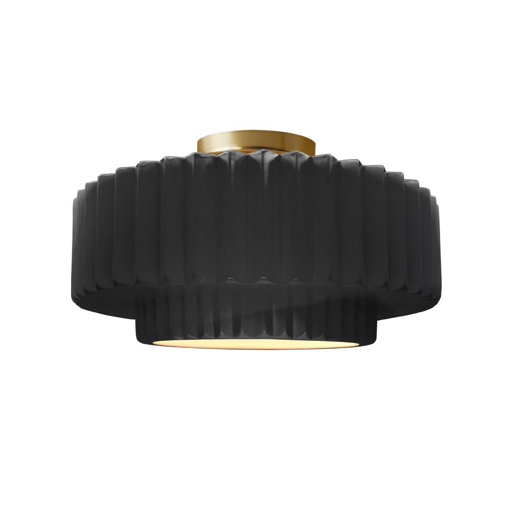 Medium Tier Pleated LED Semi-Flush