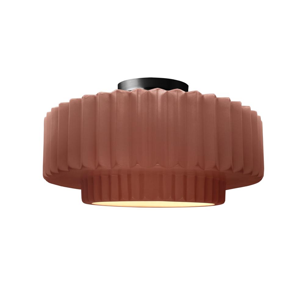 Medium Tier Pleated LED Semi-Flush