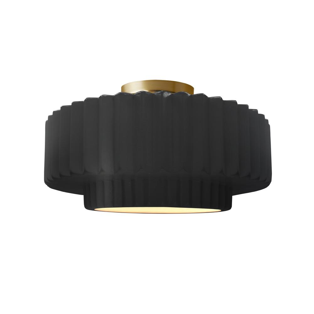 Medium Tier Pleated LED Semi-Flush