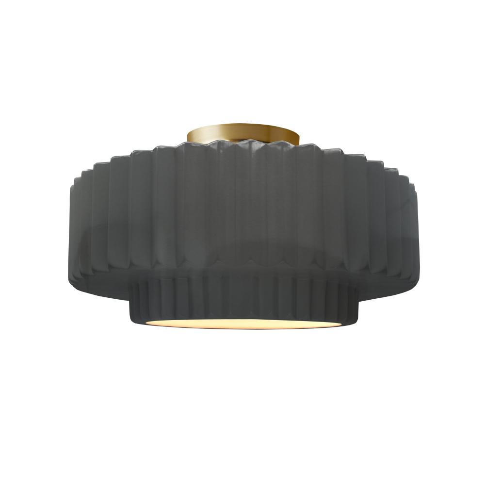 Medium Tier Pleated LED Semi-Flush