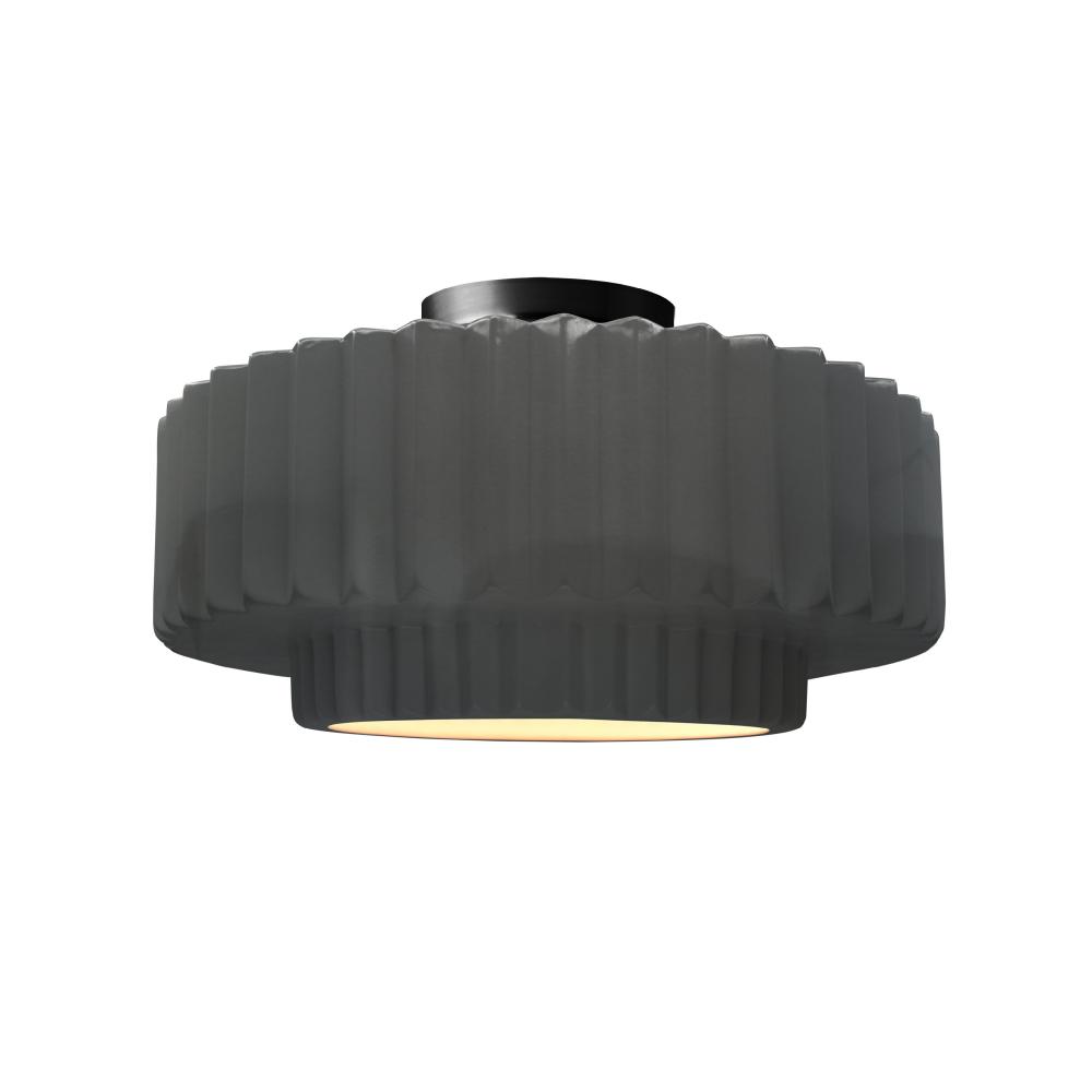 Medium Tier Pleated LED Semi-Flush