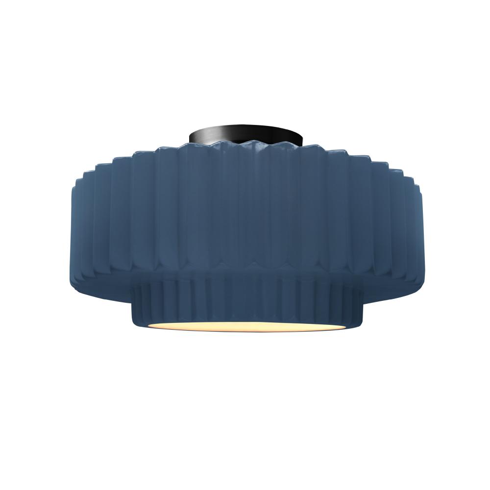 Medium Tier Pleated LED Semi-Flush