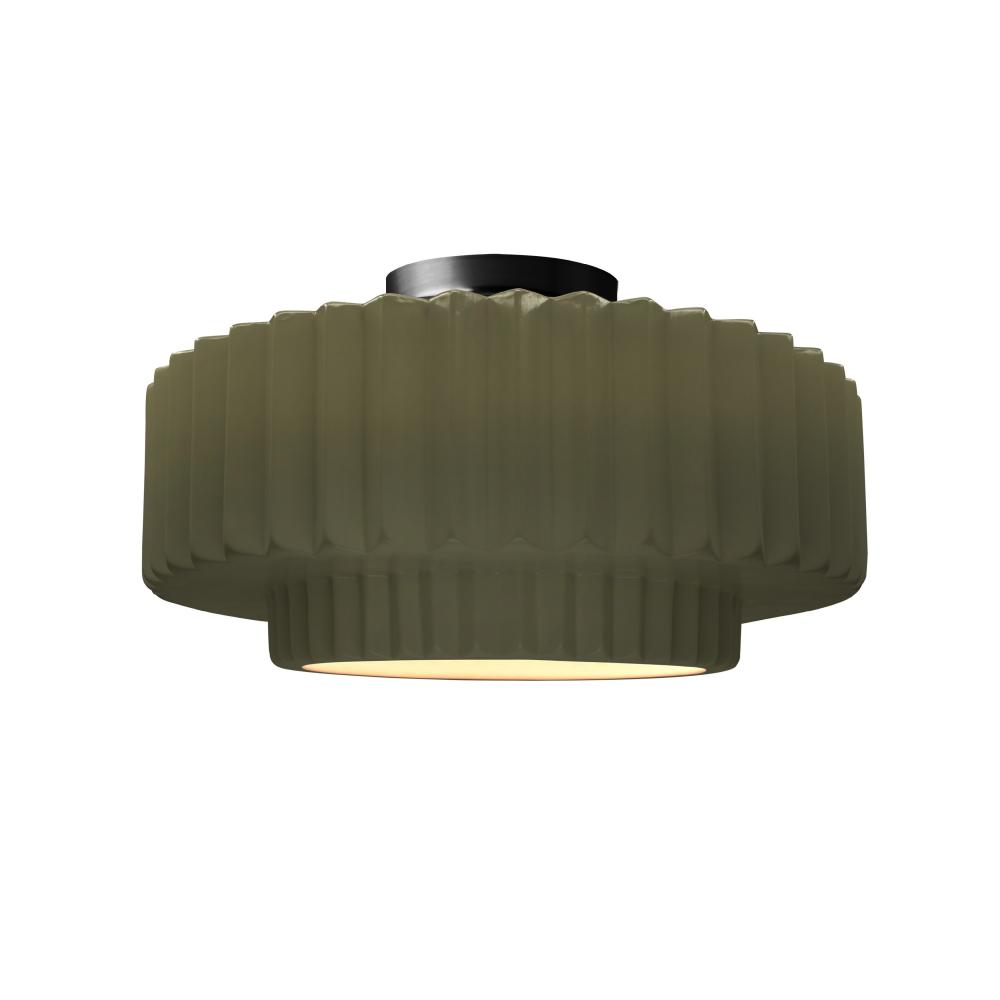 Medium Tier Pleated LED Semi-Flush