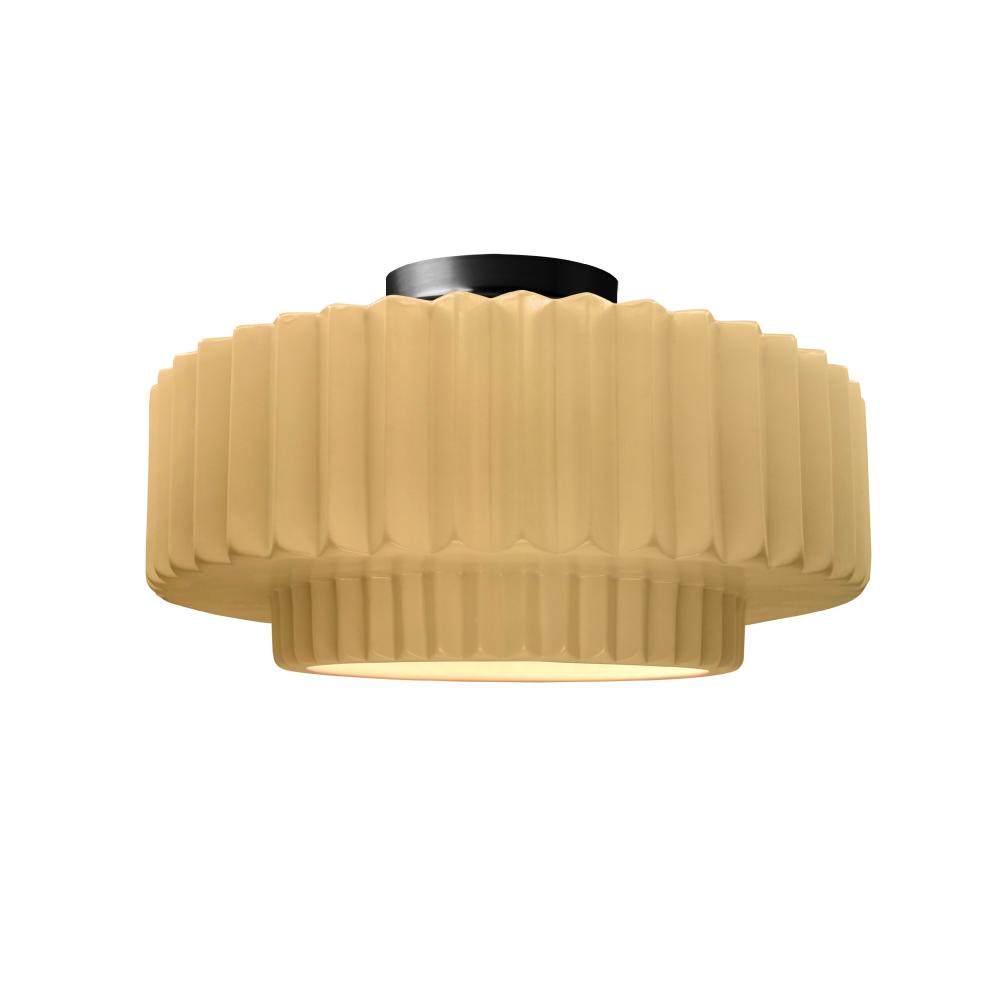 Medium Tier Pleated LED Semi-Flush