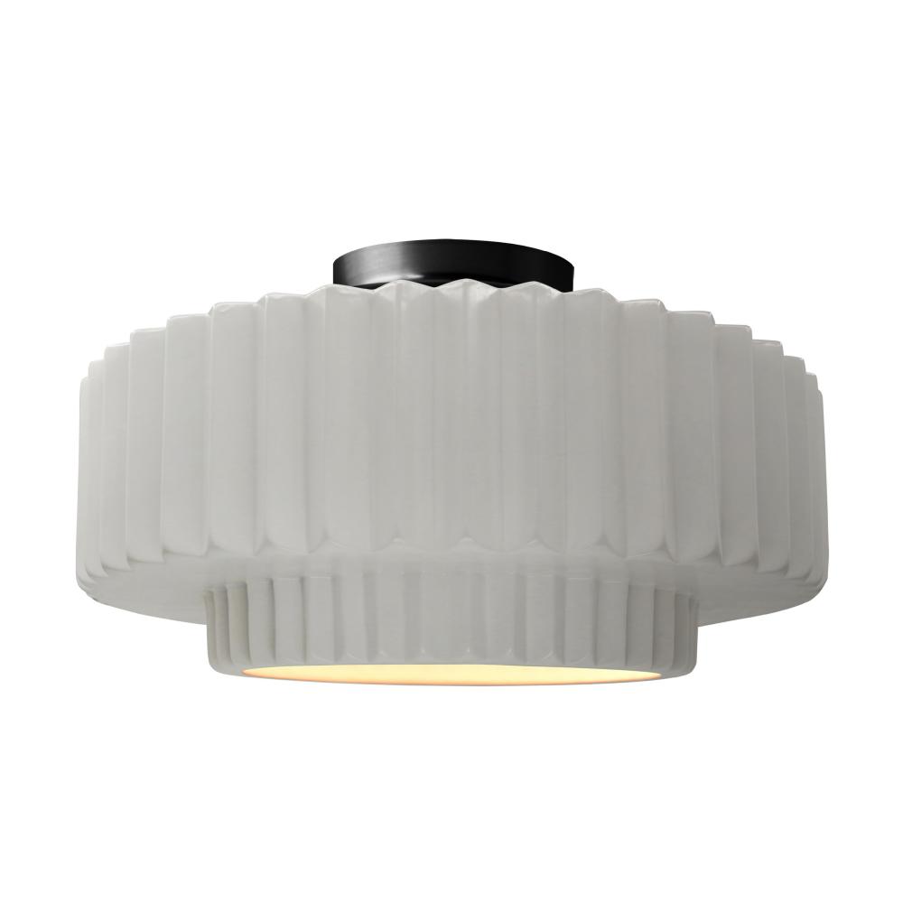 Large Tier Pleated LED Semi-Flush