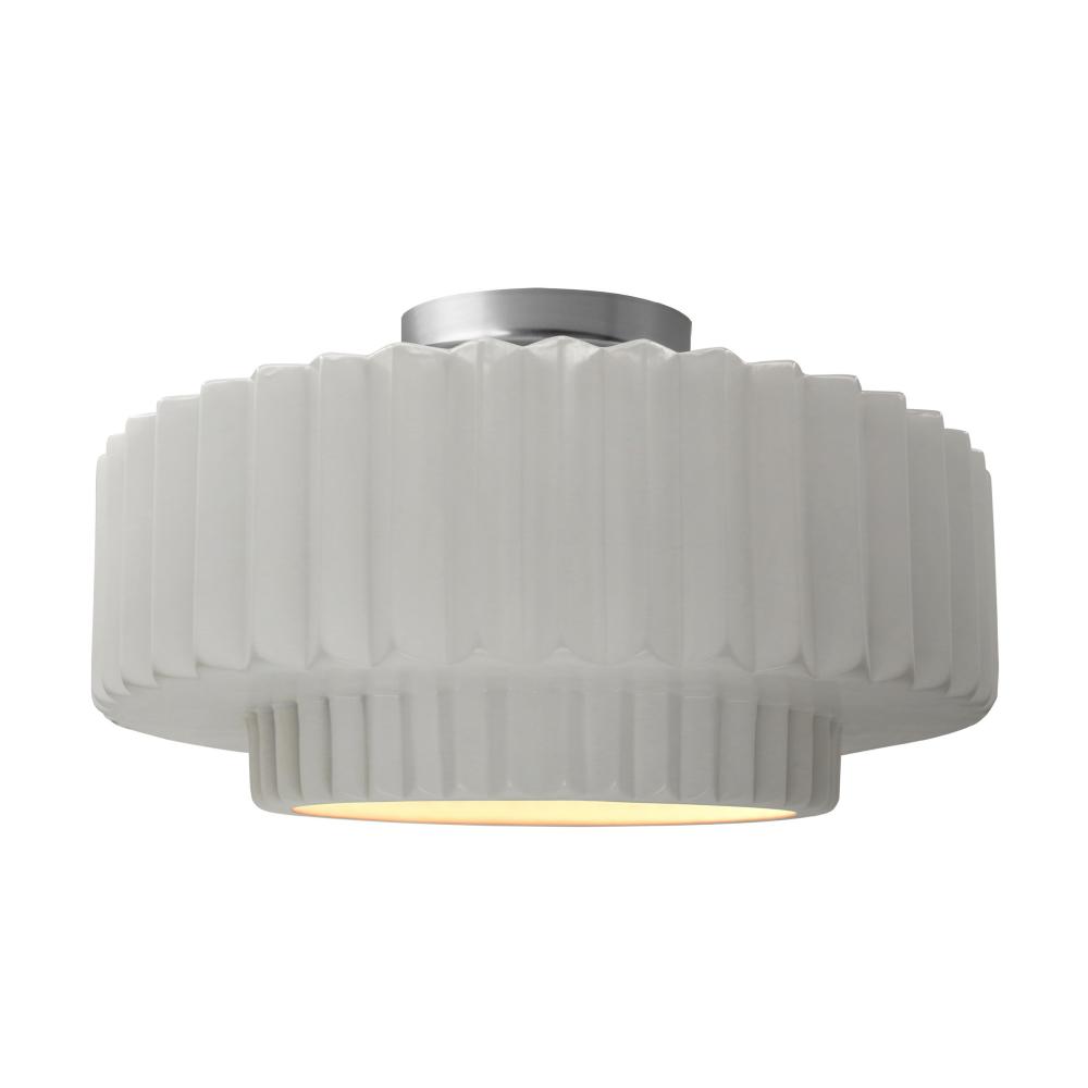 Large Tier Pleated LED Semi-Flush