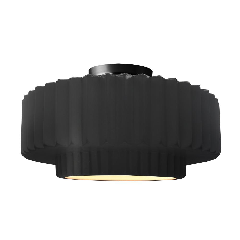 Large Tier Pleated LED Semi-Flush