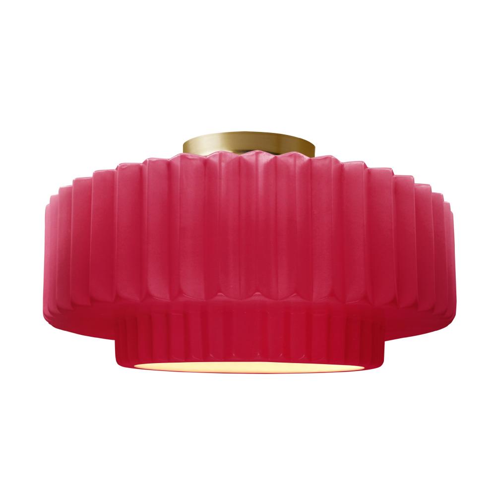 Large Tier Pleated LED Semi-Flush