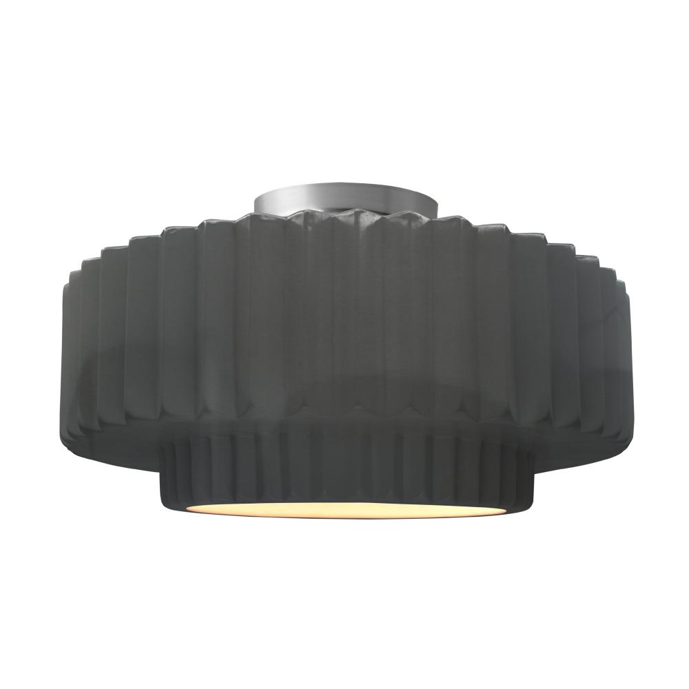 Large Tier Pleated LED Semi-Flush