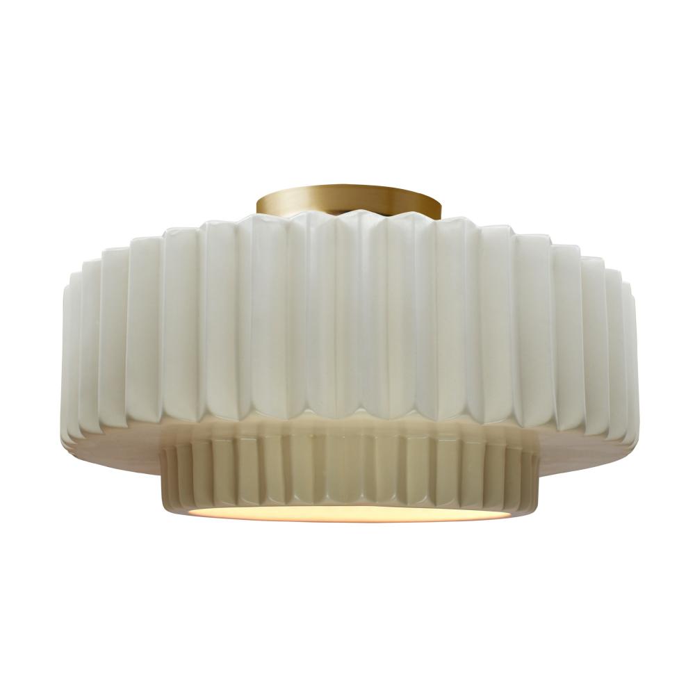 Large Tier Pleated LED Semi-Flush