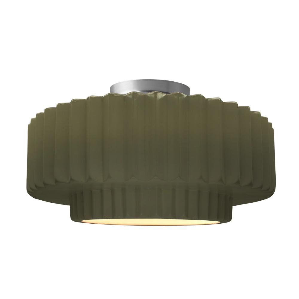 Large Tier Pleated LED Semi-Flush