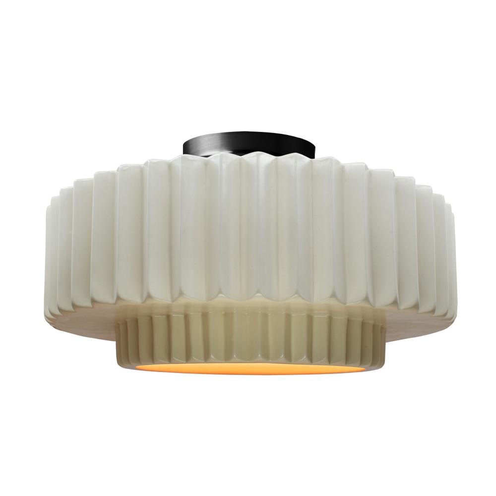 Large Tier Pleated LED Semi-Flush