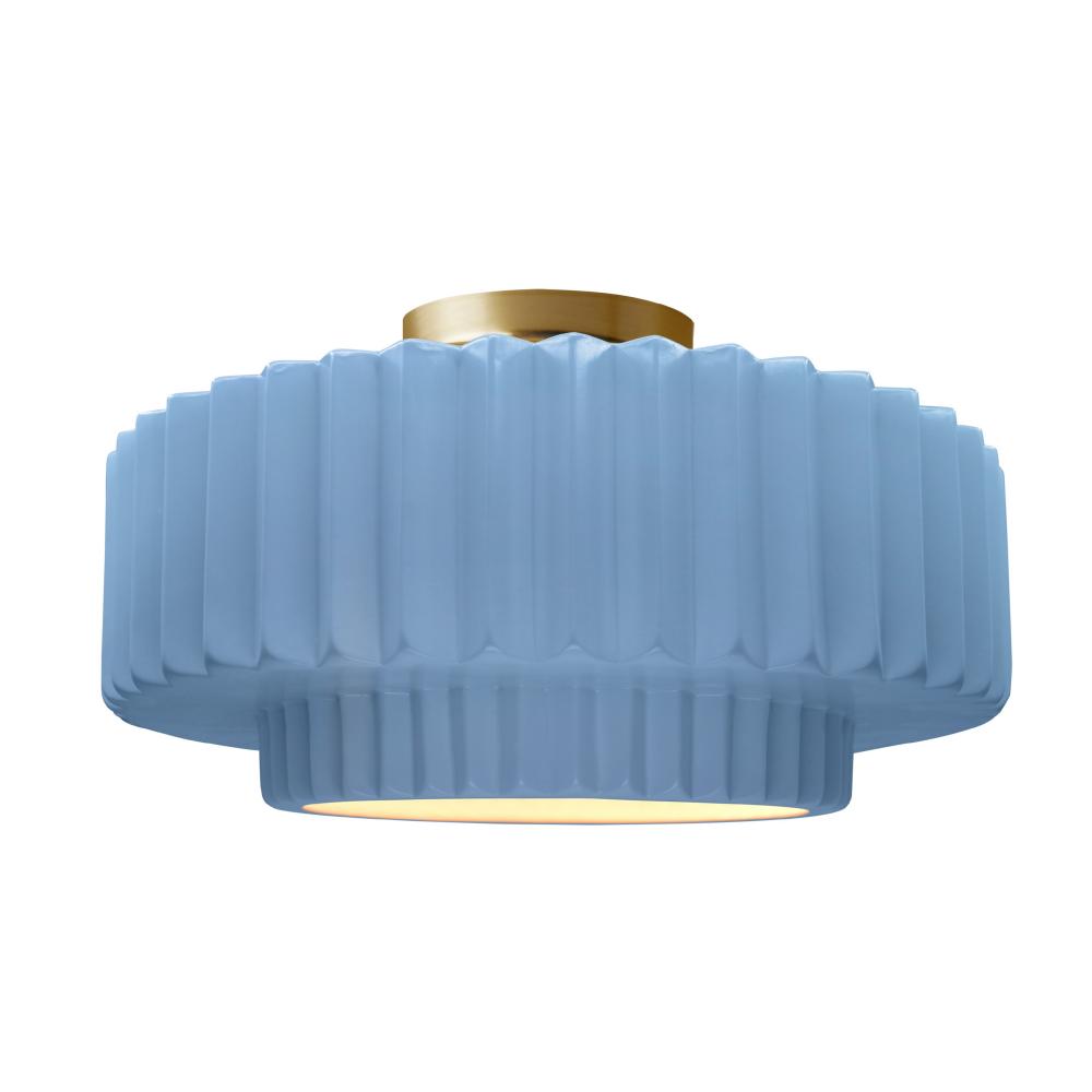 Large Tier Pleated LED Semi-Flush