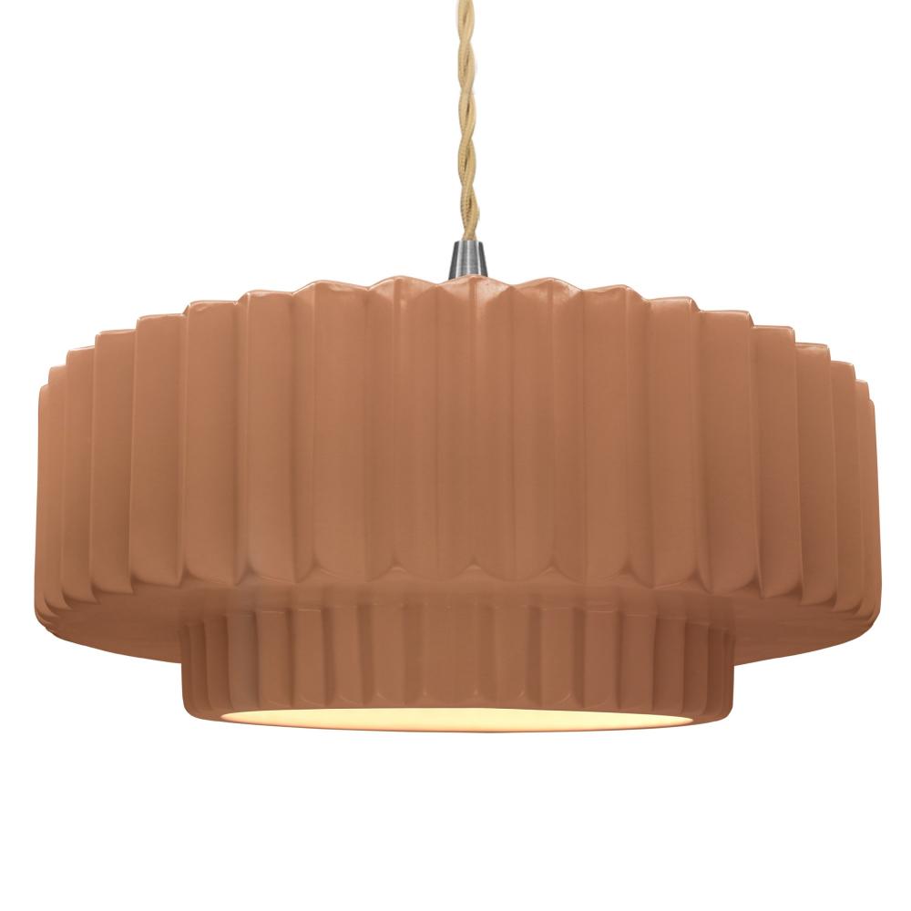 Large Tier Pleated LED Pendant