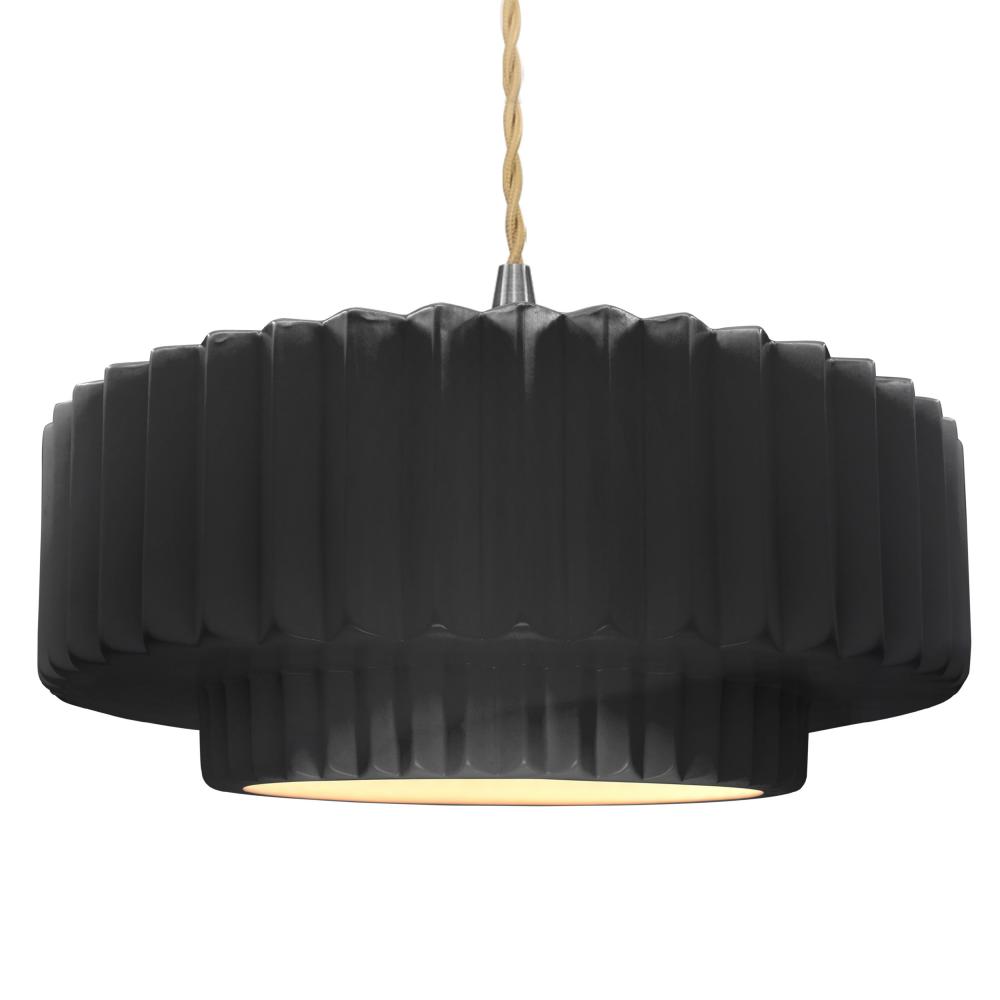 Large Tier Pleated LED Pendant