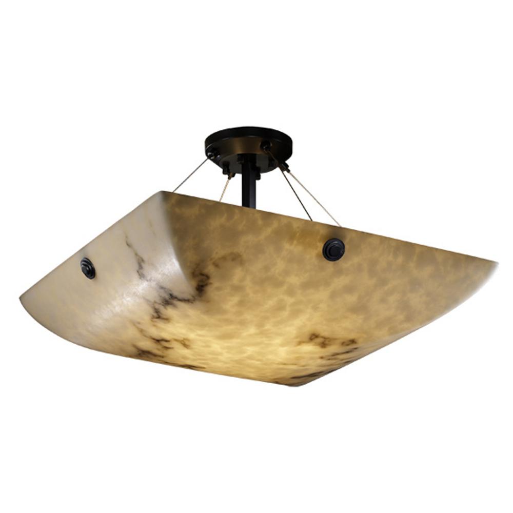 24&#34; LED Semi-Flush Bowl w/ Concentric Circles Finials