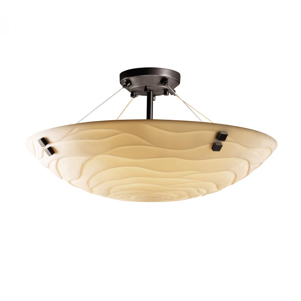 24&#34; LED Semi-Flush Bowl w/ PAIR SQUARE FINIALS