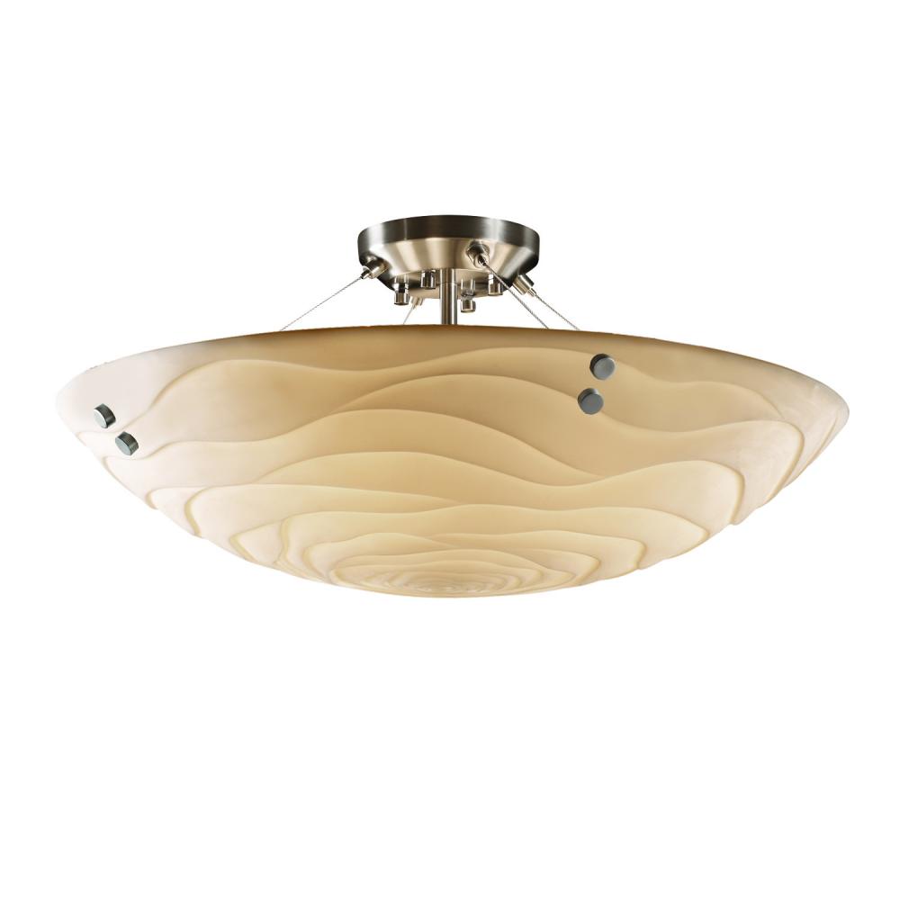 48&#34; LED Semi-Flush Bowl w/ PAIR CYLINDRICAL FINIALS