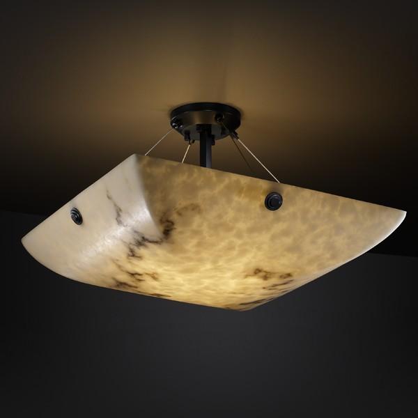 18&#34; LED Semi-Flush Bowl w/ Concentric Circles Finials