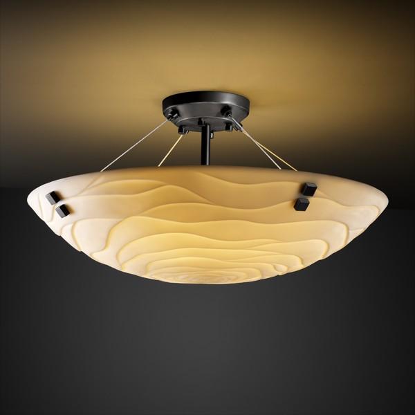 18&#34; LED Semi-Flush Bowl w/ PAIR SQUARE FINIALS