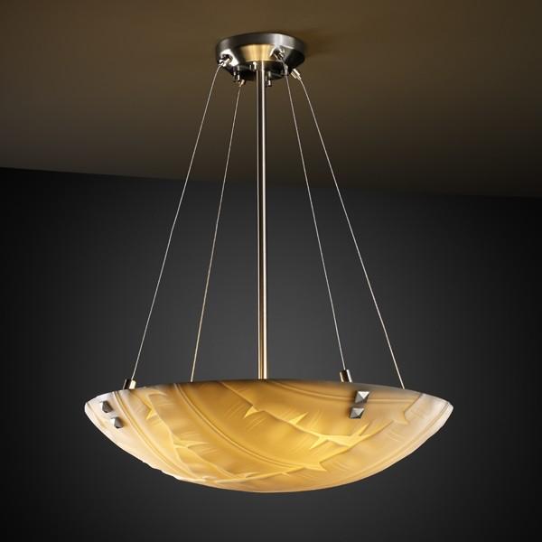 24&#34; Pendant Bowl w/ CONCENTRIC SQUARES FINIALS