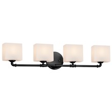 Justice Design Group FSN-8464-55-OPAL-MBLK - Bronx 4-Light Bath Bar