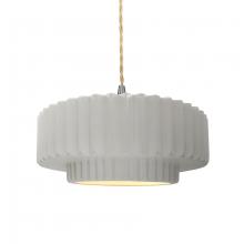 Justice Design Group CER-6553-BIS-NCKL-BEIG-TWST - Medium Tier Pleated 1-Light Pendant