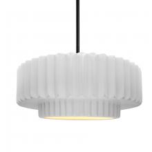 Justice Design Group CER-6553-WTWT-MBLK-RIGID-LED1-700 - Medium Tier Pleated LED Pendant