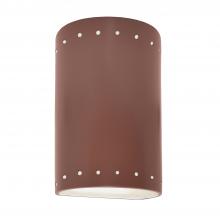 Justice Design Group CER-0990W-CLAY - Small Cylinder w/ Perfs - Closed Top (Outdoor)