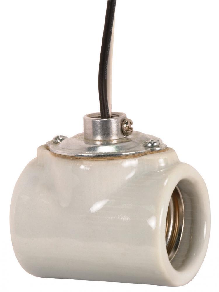 Twin Porcelain Socket With Flange Bushing Cap; 1/8 IPS; 9&#34; AWM B/W 150C; CSSNP Screw Shell;