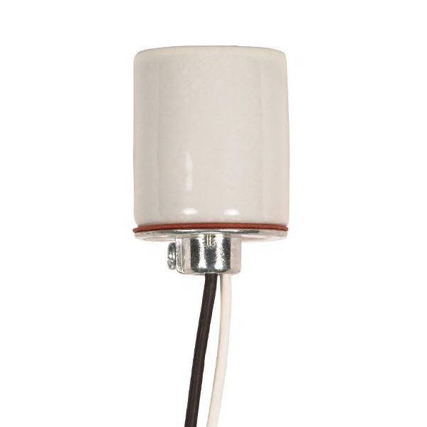 Keyless Porcelain Socket With 1/8 IPS Cap; 24&#34; AWM B/W 150C; CSSNP Screw Shell; Glazed; 660W;