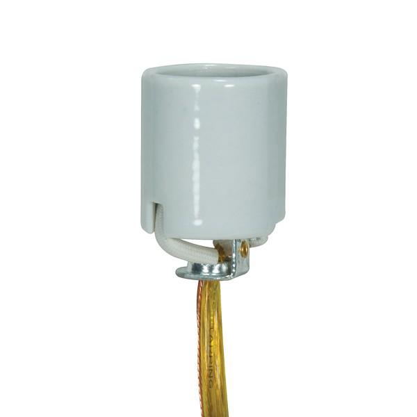 Keyless Porcelain Socket With 1/8 IPS - 3/8&#34; Hickey; 72&#34; 18/2 SPT-1 105C Gold W/ Grid; CSSNP